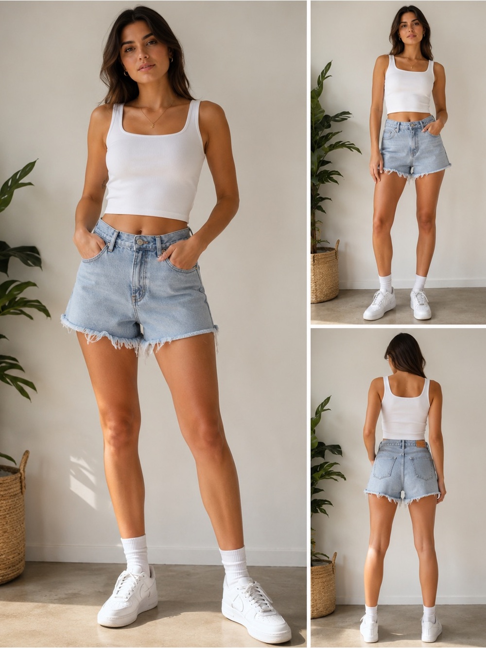 Simple Society Light Blue High-Waist Denim Shorts for Women